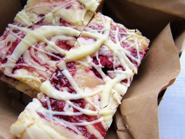 Raspberry and White Chocolate Blondies